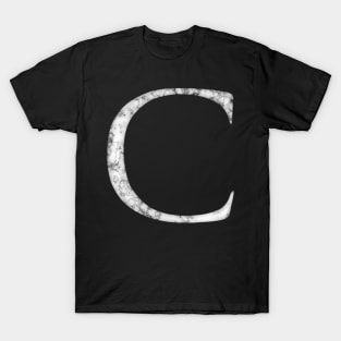 C in Roman White Marble Latin Alphabet Letter Sticker T-Shirt